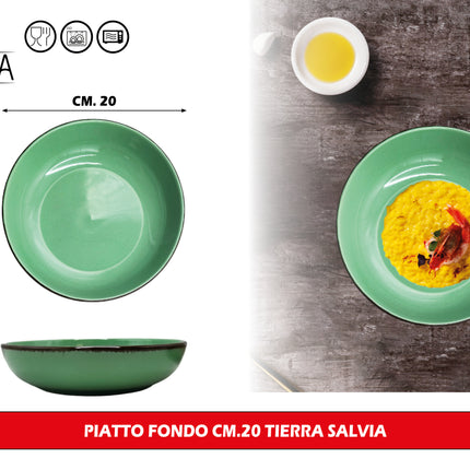 Set Piatti Tierra in Porcellana Colorata – Servizio da Tavola 18 Pezzi per 6 Persone, Lavabile in Lavastoviglie e Utilizzabile in Microonde Arca