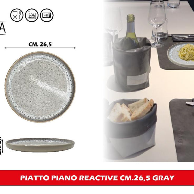 Arca PIATTO PIANO REACTIVE CM.26,5 GRAY Arca