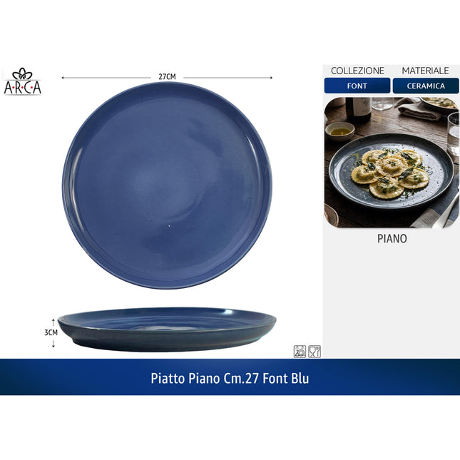 Arca Piatto Piano Linea Font cm.27 - Colori Blu | Acqua Marina | Tortora Blu Arca