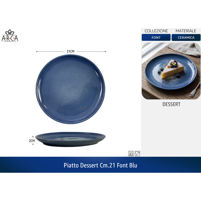 Arca Piatto Dessert Linea Font cm.21 - Colori Blu | Acqua Marina | Tortora Blu Arca