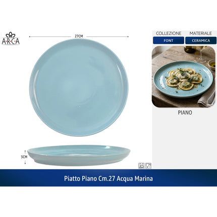 Arca Piatto Piano Linea Font cm.27 - Colori Blu | Acqua Marina | Tortora Acqua marina Arca