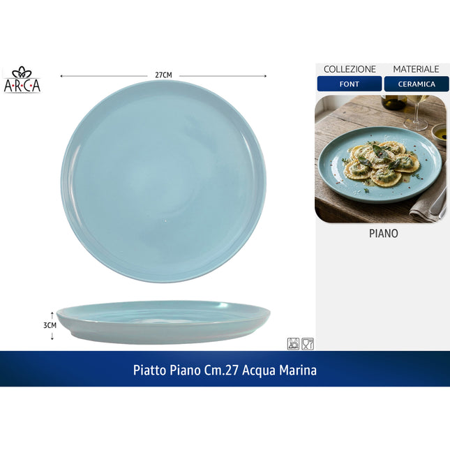 Arca Piatto Piano Linea Font cm.27 - Colori Blu | Acqua Marina | Tortora Acqua marina Arca