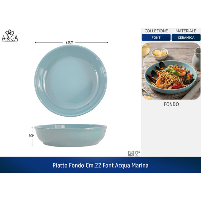 Arca Piatto Fondo Linea Font cm.22 - Colori Blu | Acqua Marina | Tortora Acqua marina Arca