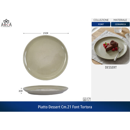 Arca Piatto Dessert Linea Font cm.21 - Colori Blu | Acqua Marina | Tortora Tortora Arca