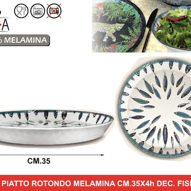 Arca PIATTO ROTONDO MELAMINA CM.35X4h DEC. FISH Arca