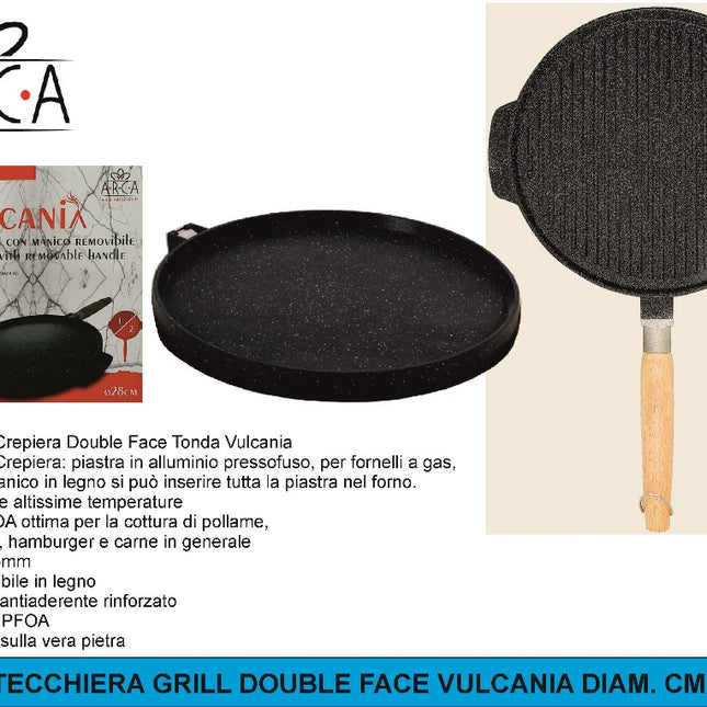 Arca BISTECCHIERA GRILL DOUBLE FACE VULCANIA DIAM. CM.28 Arca