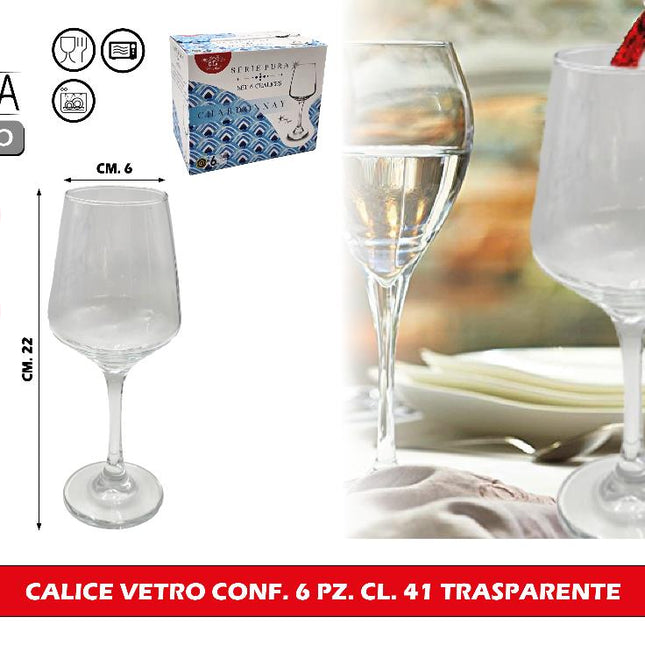 Set 6 Calici Arca 41cl Serie Pura | Vetro Extra-Brillante & Resistente | Spedizione Gratis Arca