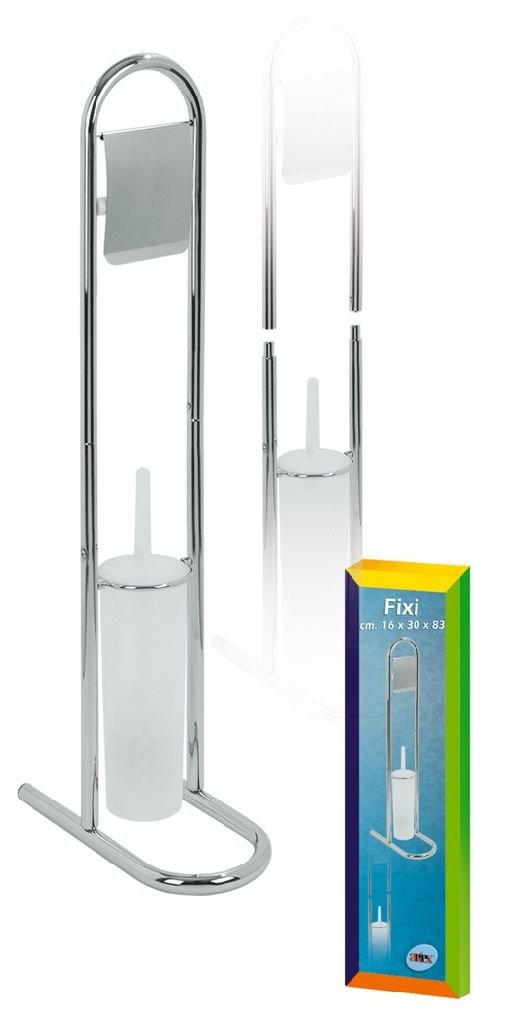 Piantana cromata portacarta igienica con portasciugamani e portascopino in plastica 83cm Artex
