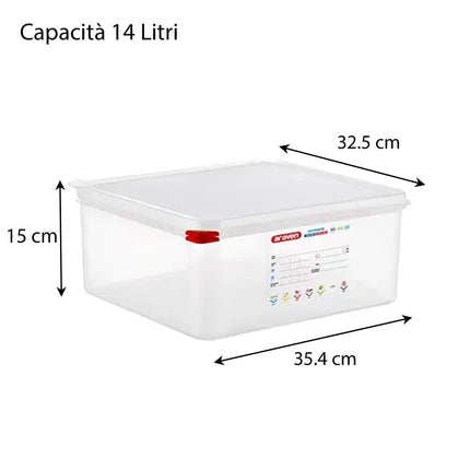 Contenitore Araven Gastronorm Per Alimenti Ermetico Doppia Guarnizione Apertura Semplice 35.4×32.5×15 cm Araven