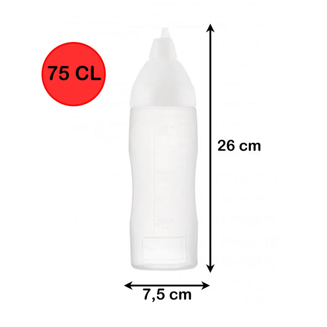 Dispenser Bottiglia Dosatore Preciso per Salse e Condimenti Uso Professionale e Domestico CL.75 Trasparente Araven