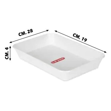 Vaschetta Rettangolare in Plastica Alta Qualità per Alimenti, Varie Misure Disponibili 28x19x4 cm Bianco Araven