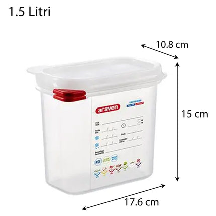 Contenitore Araven Gastronorm Per Alimenti Ermetico Doppia Guarnizione Apertura Semplice