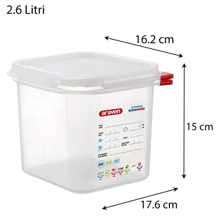 Contenitore Araven Gastronorm Per Alimenti Ermetico Doppia Guarnizione Apertura Semplice Araven