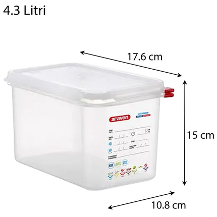 Contenitore Araven Gastronorm Per Alimenti Ermetico Doppia Guarnizione Apertura Semplice
