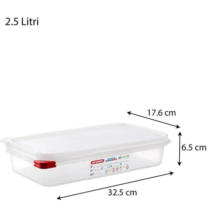 Contenitore Araven Gastronorm Per Alimenti Ermetico Doppia Guarnizione Apertura Semplice 32.5×17.6×6.5 cm Araven