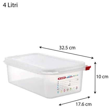 Contenitore Araven Gastronorm Per Alimenti Ermetico Doppia Guarnizione Apertura Semplice 32.5×17.6×10 cm Araven