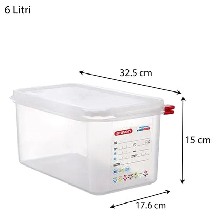 Contenitore Araven Gastronorm Per Alimenti Ermetico Doppia Guarnizione Apertura Semplice