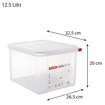 Contenitore Araven Gastronorm Per Alimenti Ermetico Doppia Guarnizione Apertura Semplice 32.5×26.5×20 cm Araven