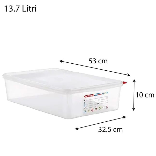 Contenitore Araven Gastronorm Per Alimenti Ermetico Doppia Guarnizione Apertura Semplice 53×32.5×10 cm Araven