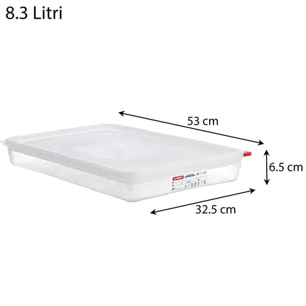 Contenitore Araven Gastronorm Per Alimenti Ermetico Doppia Guarnizione Apertura Semplice 53×32.5×6.5 cm Araven