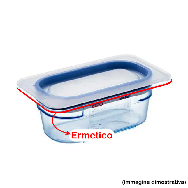 Coperchio Araven per Contenitori GN 1/9 cm 17,6x10,8x2h in Plastica BPA free, per Conservazione Alimentare