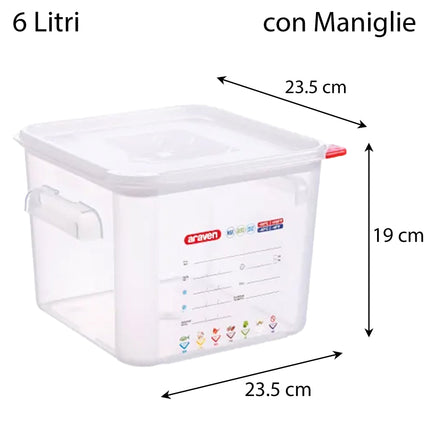 Contenitore Quadrato Araven Per Alimenti Ermetico con Doppia Guarnizione e Apertura Semplice 6 Litri Araven