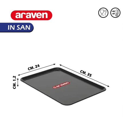 Vassoio in Plastica Alimentare per Esposizione, Conservazione, Buffet e Catering 35x24x1,2h Araven