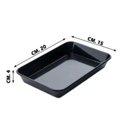 Vaschetta Rettangolare in Plastica Alta Qualità per Alimenti, Varie Misure Disponibili 20x15x4 cm Nero Araven