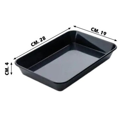 Vaschetta Rettangolare in Plastica Alta Qualità per Alimenti, Varie Misure Disponibili 28x19x4 cm Nero Araven