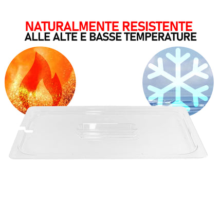 Coperchio Universale da Appoggio GN 1/1 con Tacca per Utensili, Compatibile con Vassoi GastroNorm, Maniglia Ergonomica, Protezione Contro Contaminazioni per Buffet e Vetrine