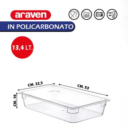 Contenitore Basic Food Box GN1/1 in Policarbonato Araven GastroNorm, Organizza e Conserva
