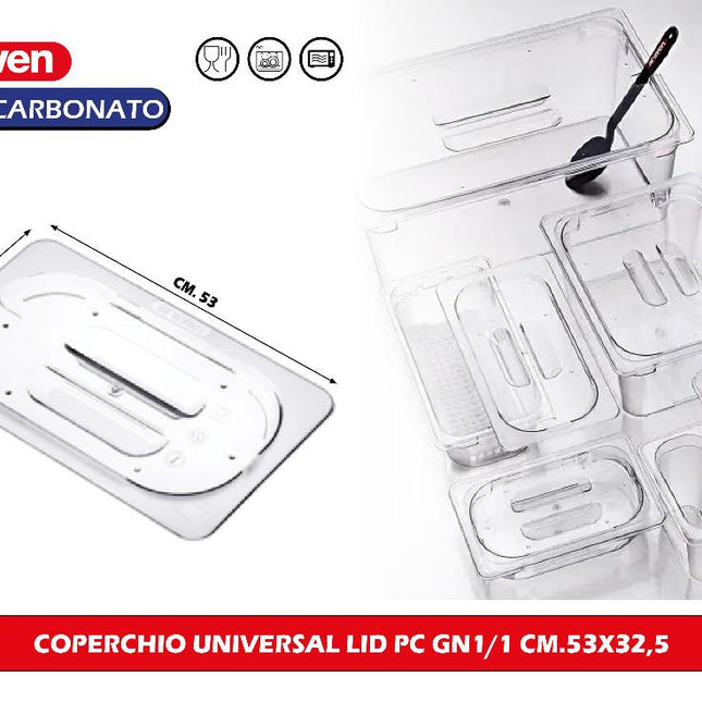 Coperchio Universal Lid Pc Gn Various Sizes for Food Containers