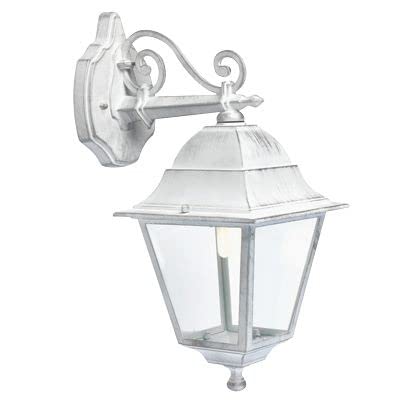 Applique In Basso Classica Lampada Da Parete Per Esterno Bianco-Argento