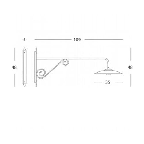 Applique In Basso Design Antico Lampada Da Parete In Metallo 109Cm Grigio