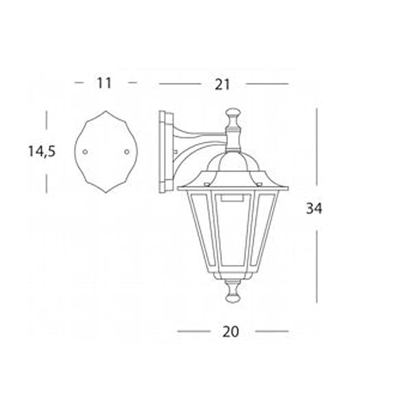 Applique In Basso Mini Esagonale Lampada Classica Da Esterno Nero