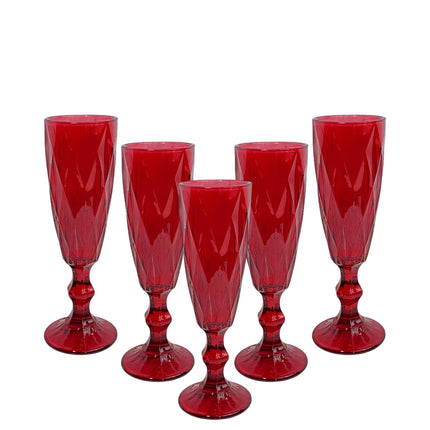 Mastro Bianco Christmas Set 6 Calici Flute Rubis - Bicchieri in Vetro Rosso da 174ml per Brindisi di Natale e Capodanno - H 20 cm Mercury srl