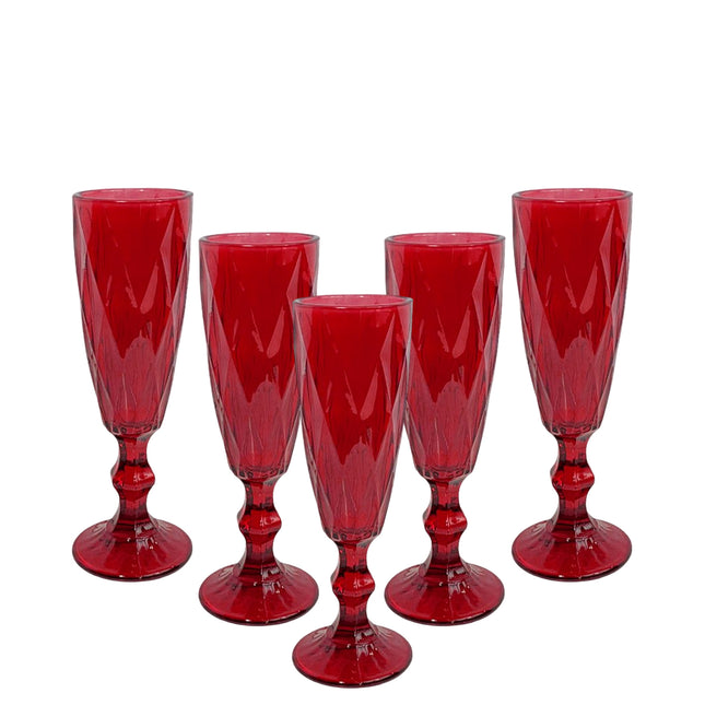 Mastro Bianco Christmas Set 6 Calici Flute Rubis - Bicchieri in Vetro Rosso da 174ml per Brindisi di Natale e Capodanno - H 20 cm Mercury srl