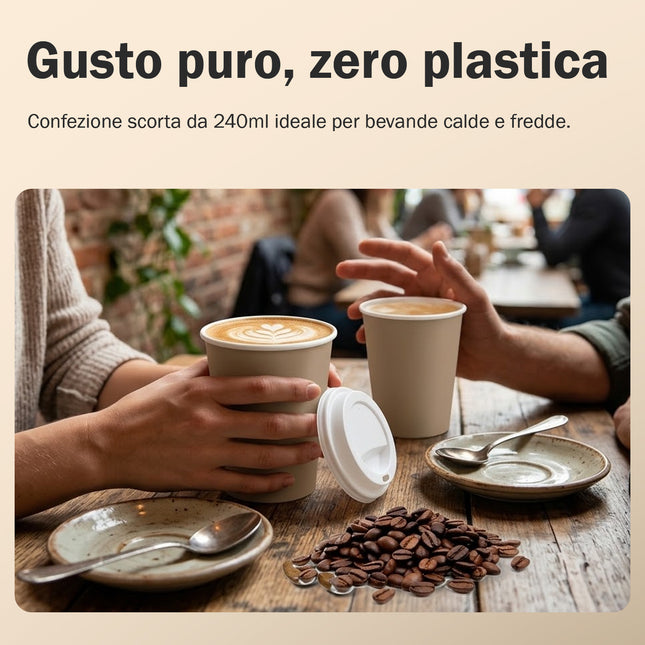 Bicchieri Carta Cappuccino 250ml Movida | Bio e Resistenti