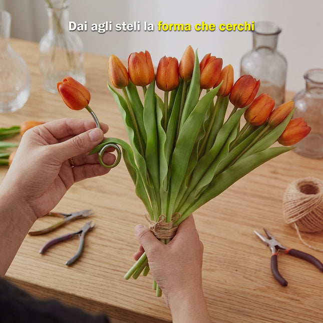 Mazzo di Tulipani Soft-Touch in Gomma Real-Touch 31 cm | Fiori Finti Decorativi per Vasi e Arredo Casa | Set da 5, 15 o 20 Tulipani Multicolore e Monocolore (Giallo, Rosso, Bianco, Arancione) Mercury srl