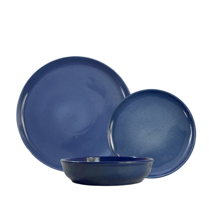 Set Piatti Font 18 Pezzi in Ceramica Colorati | Servizio Piatti Moderni da Tavola per 6 Persone | Disponibile Singolo o in Set (Blu, Tortora, Acqua Marina) Blu Servizio Completo 18 pz (6 pz Fondo - 6 pz Dessert - 6 pz Piano) Arca