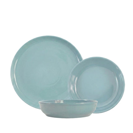 Set Piatti Font 18 Pezzi in Ceramica Colorati | Servizio Piatti Moderni da Tavola per 6 Persone | Disponibile Singolo o in Set (Blu, Tortora, Acqua Marina) Acqua Marina Servizio Completo 18 pz (6 pz Fondo - 6 pz Dessert - 6 pz Piano) Arca