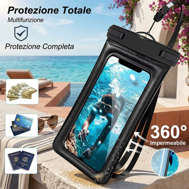 Custodia Impermeabile Imbottita per Smartphone con Laccetto – Universale, Protettiva, Colori Assortiti Due Esse