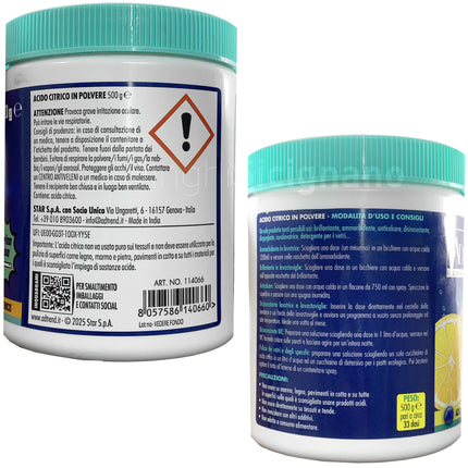 Acido Citrico Puro 500g con Misurino - Anticalcare e Ammorbidente AD Trend