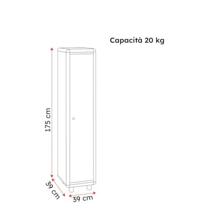 Sicignano Armadio Spogliatoio Grigio Chiaro in Resina PVC con Chiave 1 Posto Anta con Appendiabiti 39x39x175h cm Armadietto Salvaspazio Facile da Montare Capienza 20 Kg per Palestre Uffici Scuole Spazi Pubblici e Casa Casalinghi Sicignano