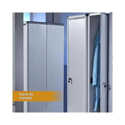 Sicignano Armadio Spogliatoio Grigio Chiaro in Resina PVC con Chiave 1 Posto Anta con Appendiabiti 39x39x175h cm Armadietto Salvaspazio Facile da Montare Capienza 20 Kg per Palestre Uffici Scuole Spazi Pubblici e Casa Casalinghi Sicignano