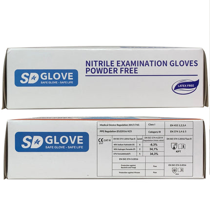 SD Glove Guanti in Nitrile Azzurro Premium - Medicali e per Alimenti (Senza Polvere) SD Glove