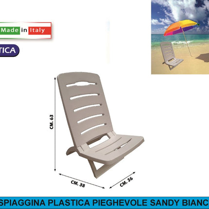 Bica Spiaggina Plastica Pieghevole: Sedia Mare Giardino Diversi Colori Bianco Bica