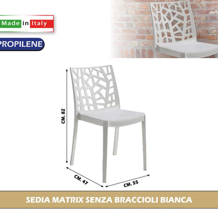Sedia/Poltrona Matrix Bica in Polipropilene | Design Moderno per Interno ed Esterno, Made in Italy Bianco Sedia Bica
