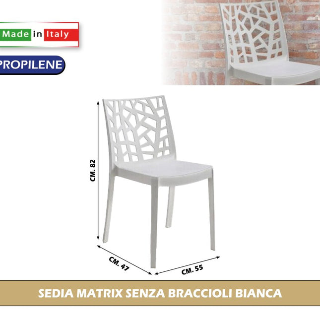 Sedia/Poltrona Matrix Bica in Polipropilene | Design Moderno per Interno ed Esterno, Made in Italy Bianco Sedia Bica