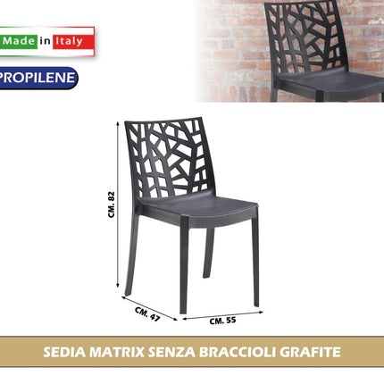 Sedia/Poltrona Matrix Bica in Polipropilene | Design Moderno per Interno ed Esterno, Made in Italy Antracite Sedia Bica